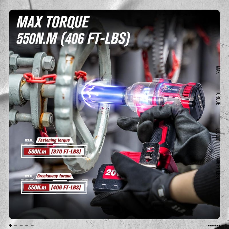 AVID POWER 1/2 Impact Wrench Brushless, 20V Cordless Impact Gun w/ 3 Variable Speeds, Max Torque 370ft-lbs (500N.m), 3.0Ah Li-ion Battery, 4Pcs Impact Sockets, Fast Charger - Image 3